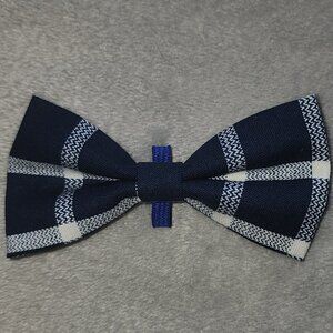 NWOT Handmade Buffalo Plaid Blue White Checker Pet Bowtie For Small Dog or Cat